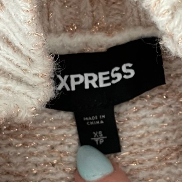 Express Metallic One Shoulder Cut Out Sweater - Picture 4 of 4